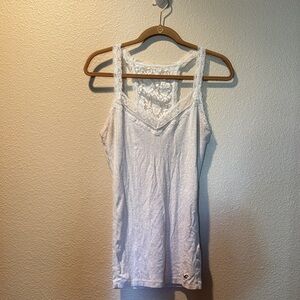 Vintage Y2K Chic off White Lace Detail Tank Top